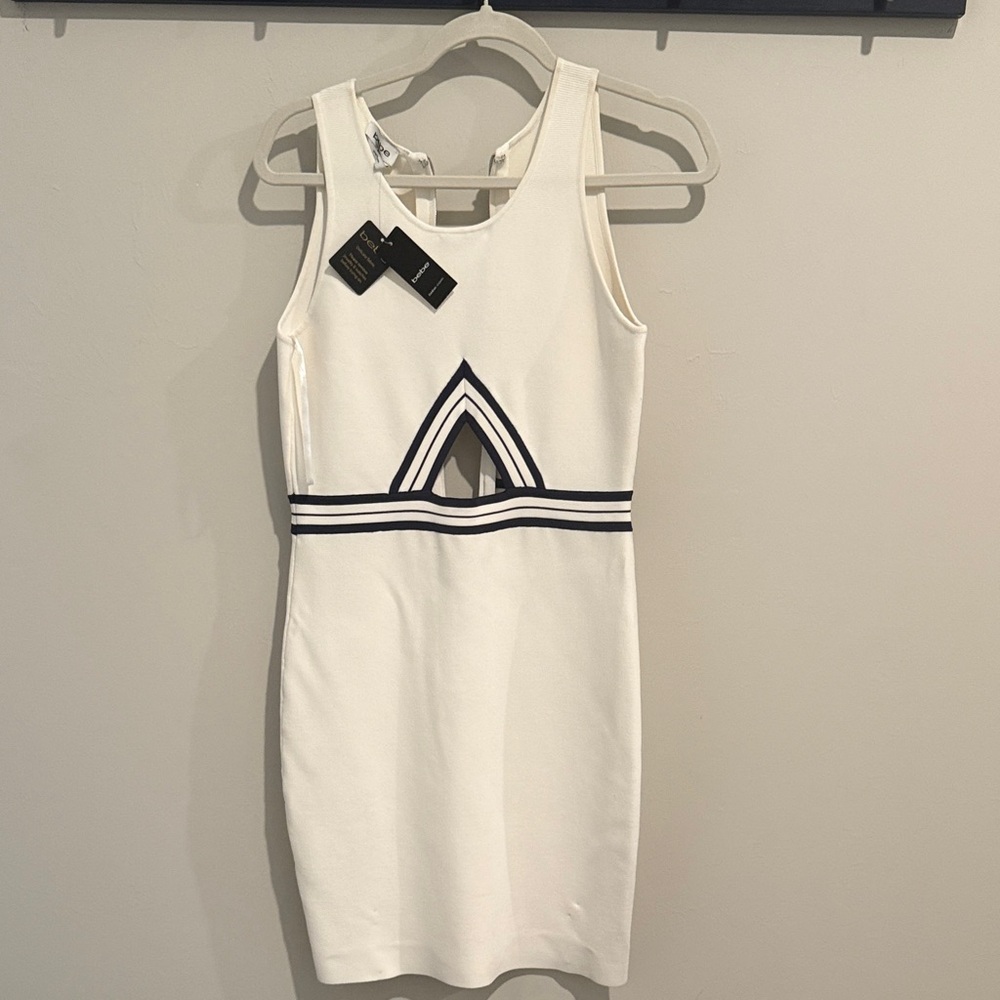 bebe White Dress with Black Accents